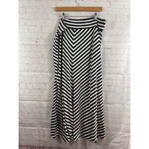 Ruby Rd. Maxi Skirt Womens Size XL Black White Striped Pull On Stretchy